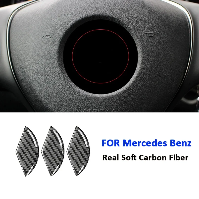 

For Mercedes Benz A C E Class GLK GLA ML GL CLA GLC GLE GLS CLS Carbon Fiber Car Steering Wheel Center Emblem Decoration Sticker