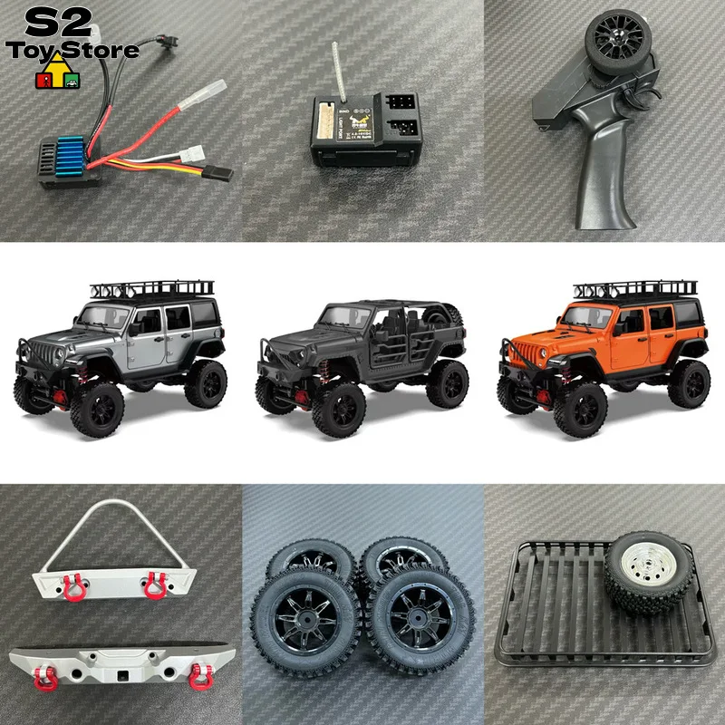 MN 1:12 MN128 RC Off Road Crawler Original Metal Upgrade Parts ESC Remote Controller Front Bumper Replacement Wheels Roof Rack