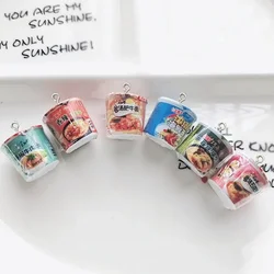 10Pcs Mini Instant Noodles Box Resin Charms for Earrings Necklace Keychain Jewelry Making Accessories Simulation Food 18mm