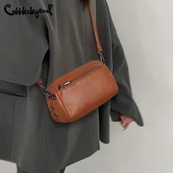 Genuine Leather Shoulder bag for Woman Messenger Bag soft leather Zipper Much Interlayer Satchel