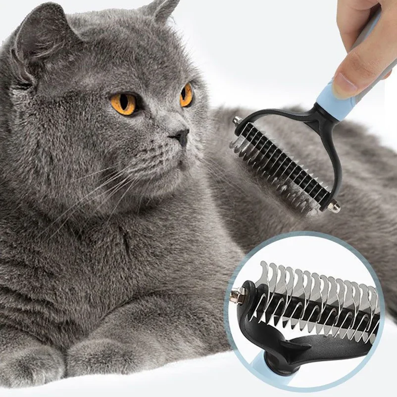 Professional Pet Deshedding Brush Dog Cat Grooming Tool Hair Fur Remover Undercoat Knot Cutter Comb for Puppy Shedding Supplies - view 3
