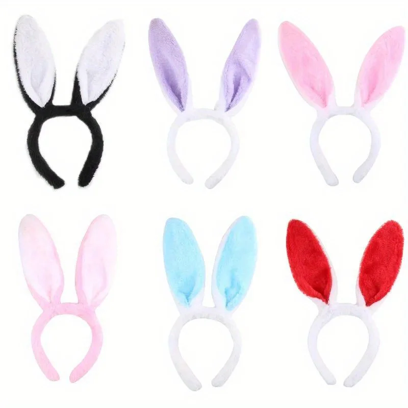 

Cute Plush Rabbit Ear Headbands Assorted Color Bunny Ears Hairband Halloween Costume Party Cosplay Hair Hoop Hair Accessories