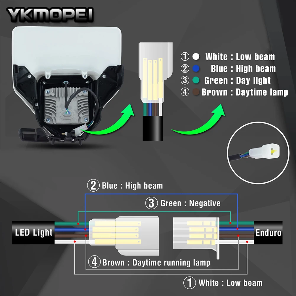 Motorcycle 2022 New LED Headlight Headlamp Head Light For Husqvarna FE250 FE350 FE450 Universal Off road Dirt Bike LED Headlight