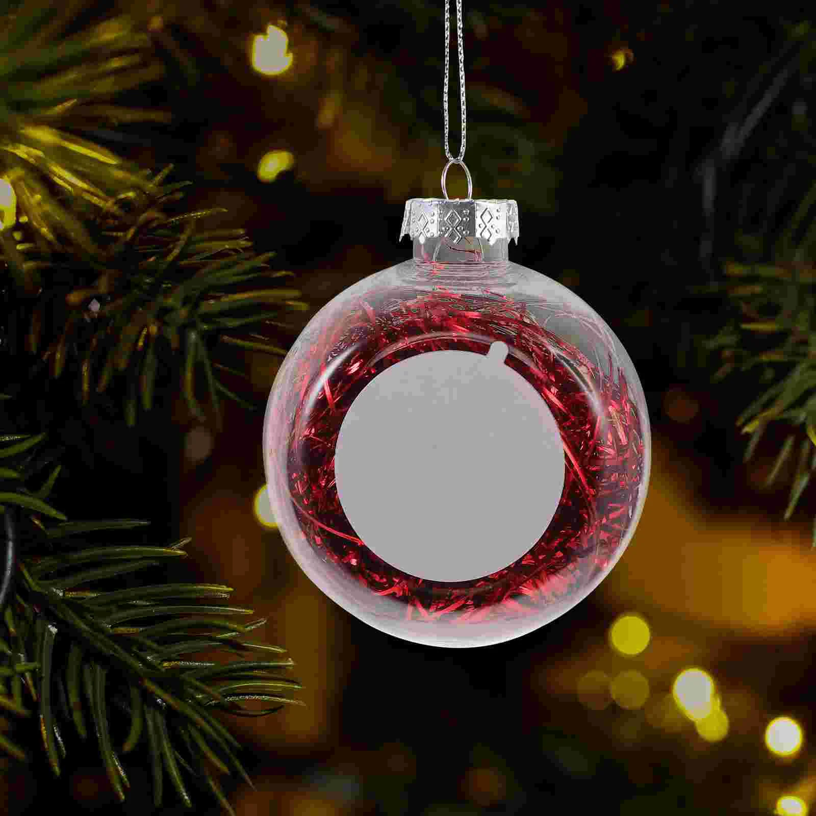 

4 Pcs Sublimation Christmas Balls Tree Decorations Hanging Ornament Plastic Xmas