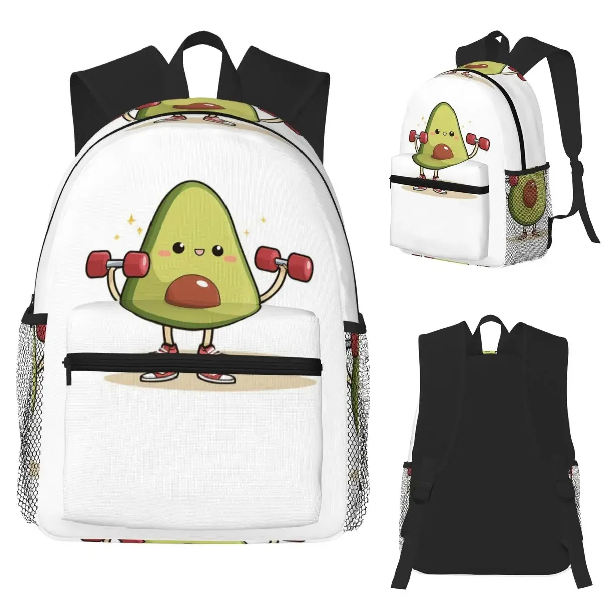 دمبل رفع الأفوكادو العضلي، تصميم مضحك للياقة البدنية والطعام، حقيبة ظهر Daypack، حقيبة كتب مدرسية، حقائب كتف للرجال والنساء