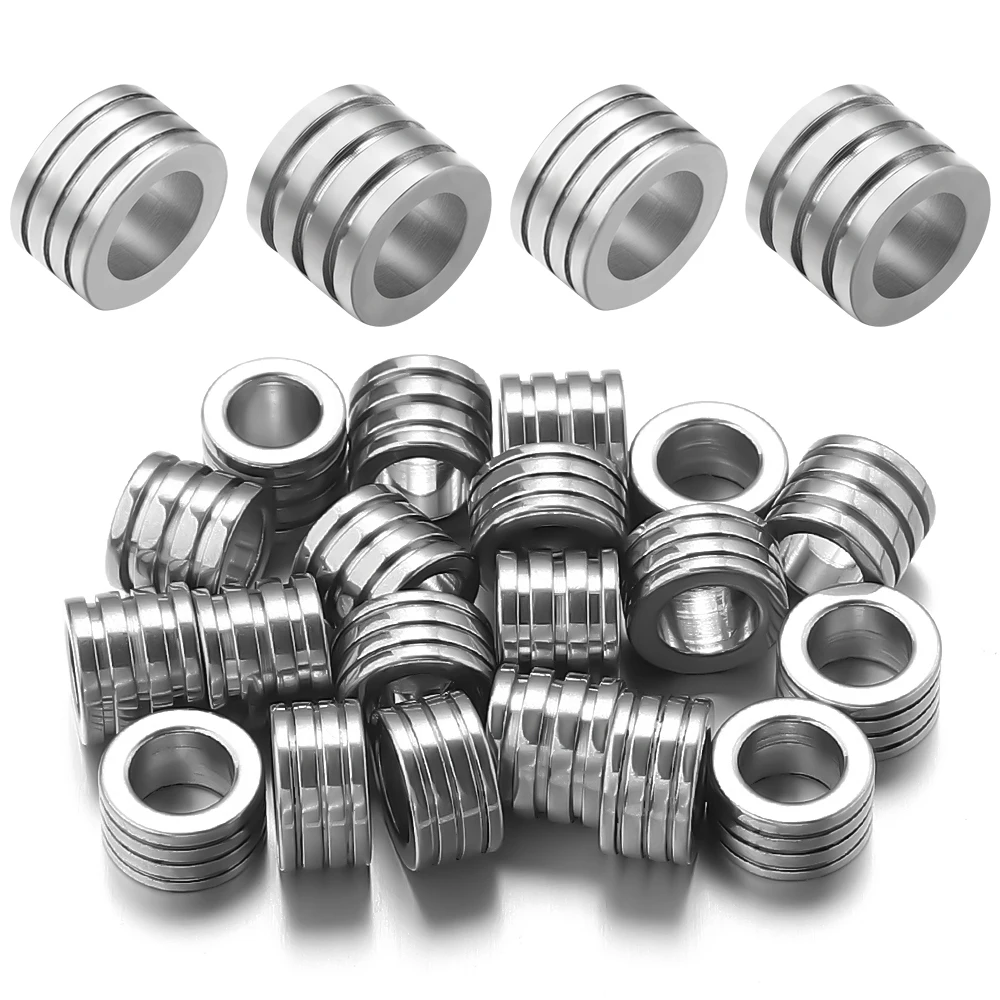 10-20PCS Edelstahl Perlen Für Schmuck Machen Rohr Spacer Perlen Charms Slider Große Loch Perlen DIY Leder armband Erkenntnisse – Detail 3