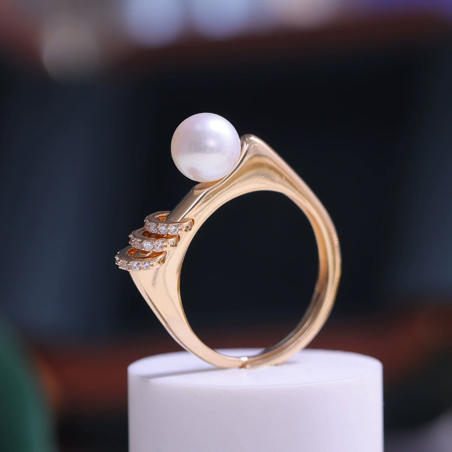 90 DIY accessories sterling silver three-ring flexible fashion ring holder ring adjustment pearl ring holder empty holder 5-9mm