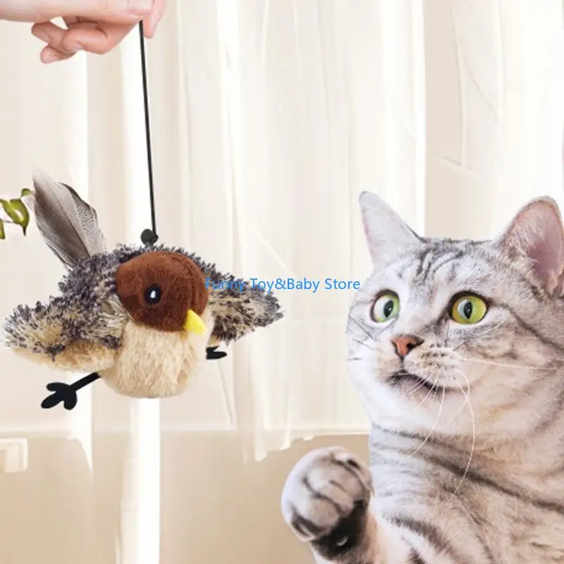 التفاعلية ترفرف الطيور القطط لعبة دعابة قابلة للشحن التحكم عن بعد أفخم النقيق لعبة الطيور مع القطط النعناع مطاردة C90B