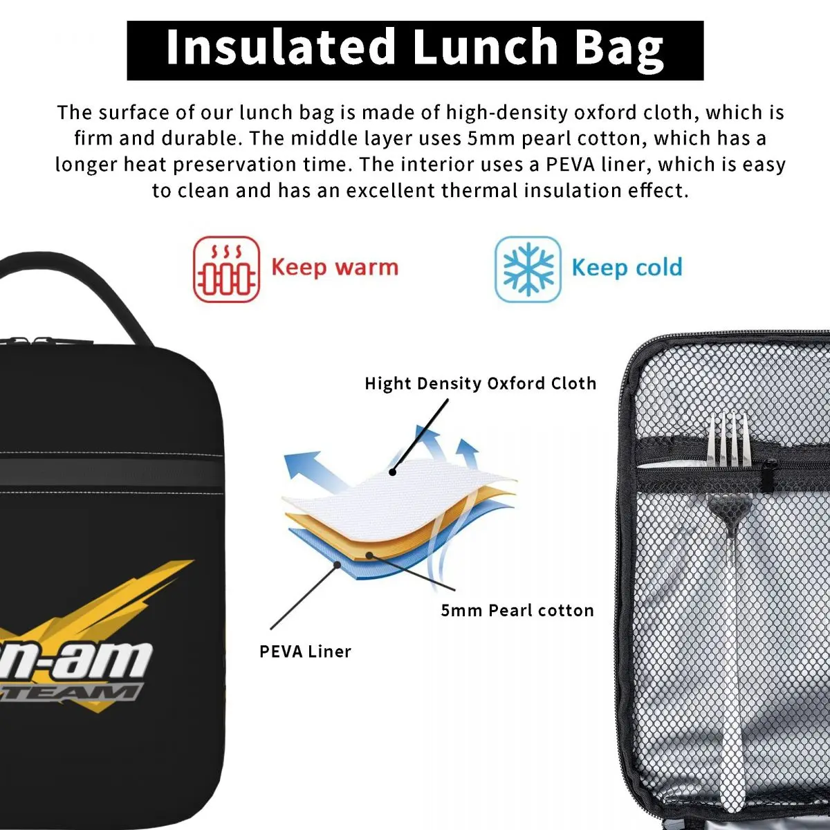 Can Am Insulated Lunch Bag for Women Portable BRP Motorcycle Thermal Cooler Lunch Tote Office Work School