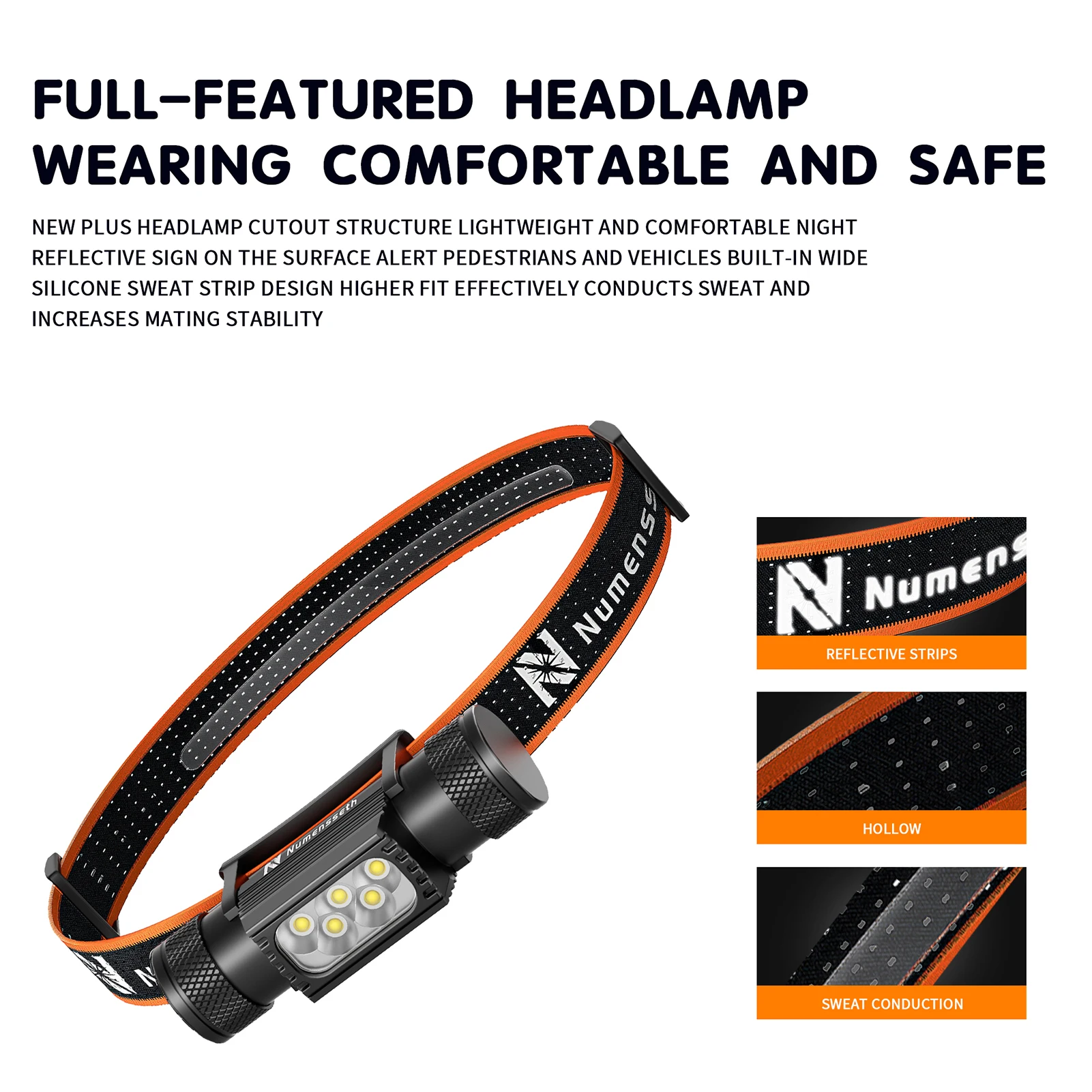 Numensseth USB-C Rechargeable Headlamp, 1800 lumens Bright Headlight, IP66 Waterproof for Camping, search and rescueor ,Working