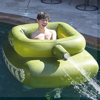 Inflatable tank swimming ring water spray - Pool hovercraft floating bed