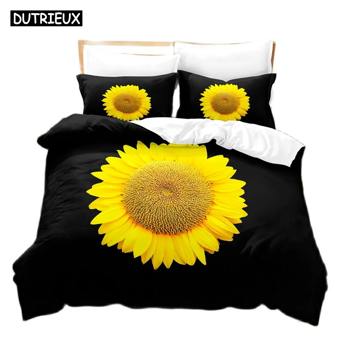 3D Printed Photo Sunflower Bedding Set Down Quilt Cover With Pillowcase Double Complete Queen King Bedding