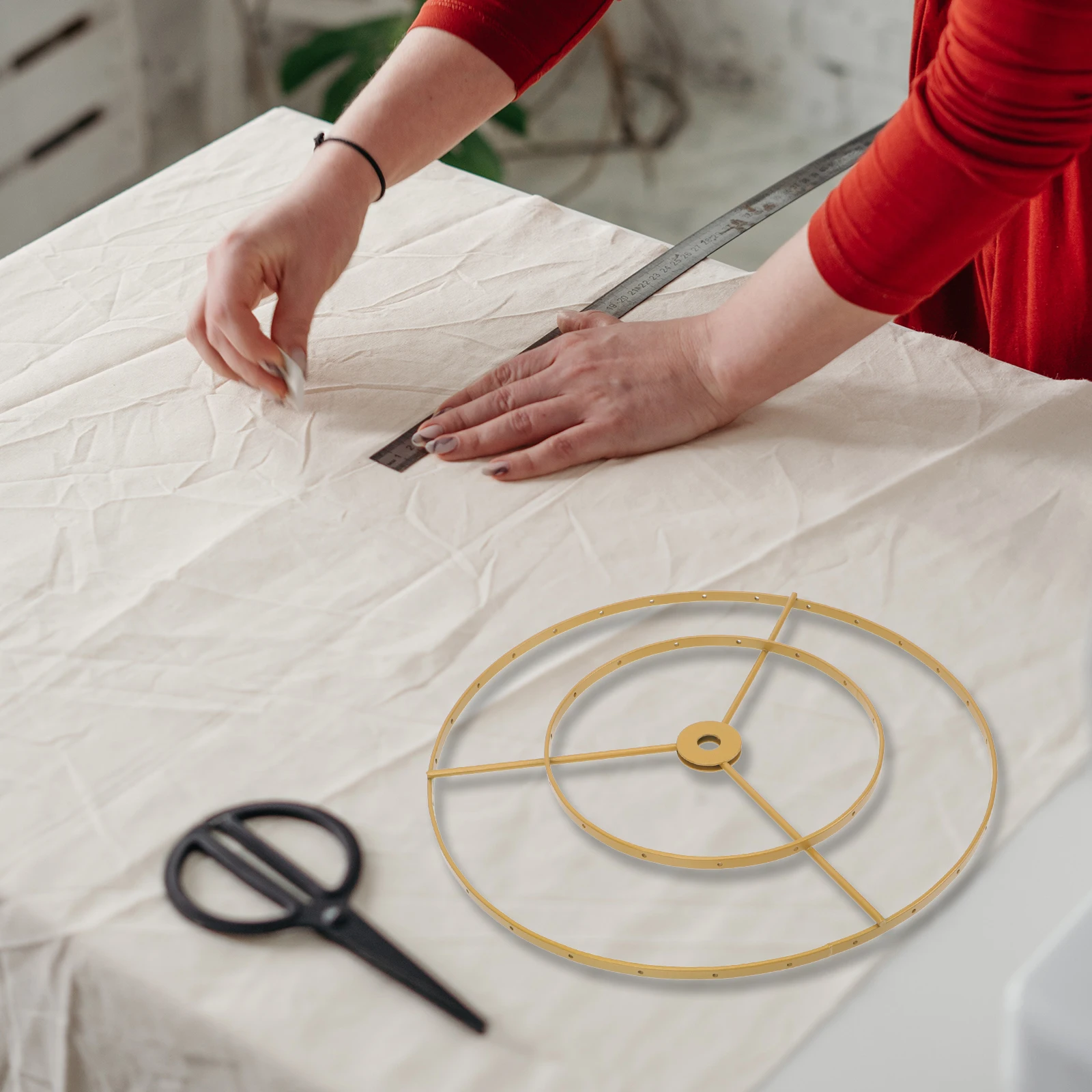 Ceiling Double-layer Ring Lamp Cover Lampshade Iron Home Hanging Light Frame for Diy