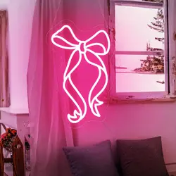 Bow Tie Neon Sign Ribbon Neon Light Sign Dimmable Bedroom Holiday Celebration Decor Boy Girl Decor Birthday Gift Bow Tie Decor