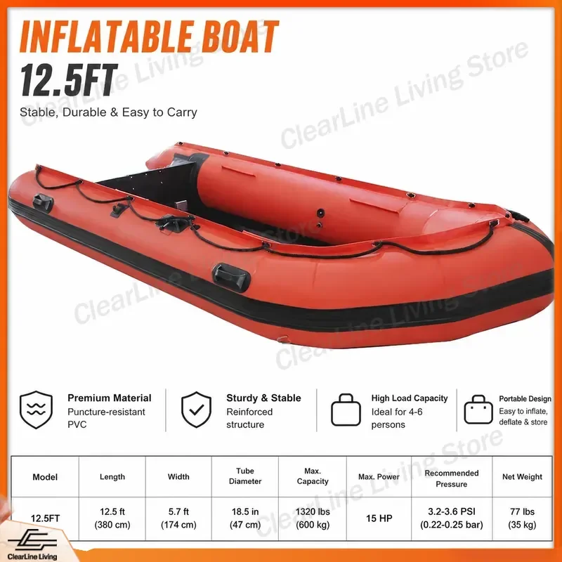 Thickened Inflatable Kayak 2 3 4 Person Fishing Boat Custom Durable PVC Raft Small Portable Canoe for River Lake Sea Outdoor