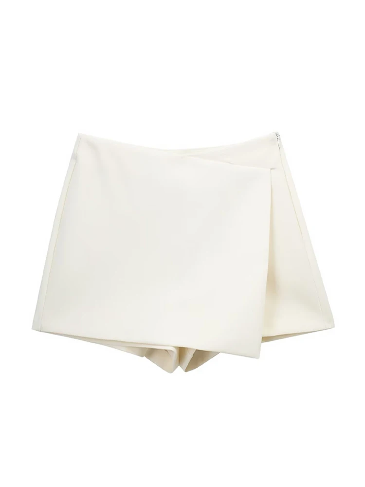 Parbones-Jupes Asymétriques Vintage pour Femmes, Style Taille Haute, Fermeture Éclair Latérale, Pantalon Jupe Femme Polyvalent, Style Occidental