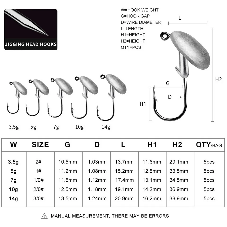 Tumbler Jig Kopf Haken 3,5g 5g 7g 10g 14g Angelhaken Jigging Köder harten Köder weichen Wurm Angelhaken Jig Haken zum Angeln – Detail 2