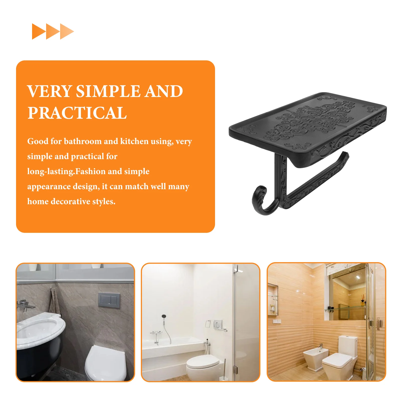 

Черный настенный держатель для туалетной бумаги, современный дизайн, для ванной и кухни, многофункциональная подставка для хранения рулонов бумаги