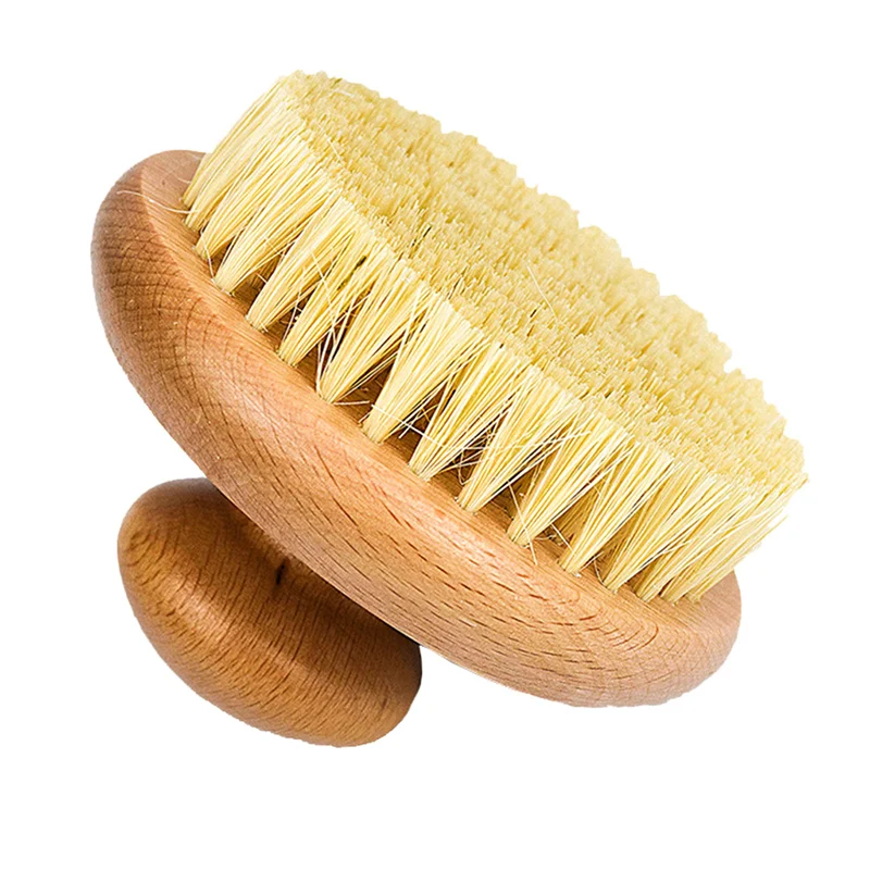 Sisal Bristles Round Bath Shower Body Exfoliating Brush Natural Beech Wood Handle Dead Skin Remover Back Scrubber Massage Tool