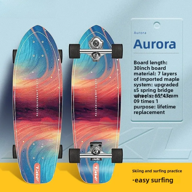 Land Surfboard, Beginner Surfskate Carver Board, No Pedal Slide Surf Training Skateboard