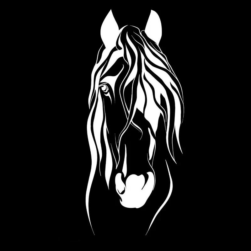 

Handsome Horsehair Applique High Quality Car Window Decoration Personality Pvc Waterproof Applique Black/white, 16cm*7cm