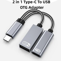 PD60W 2 in 1 Type-C To USB OTG Adapter Converter Multifunction 2-in-1 USB C To Audio Cable Fast Charging Durable