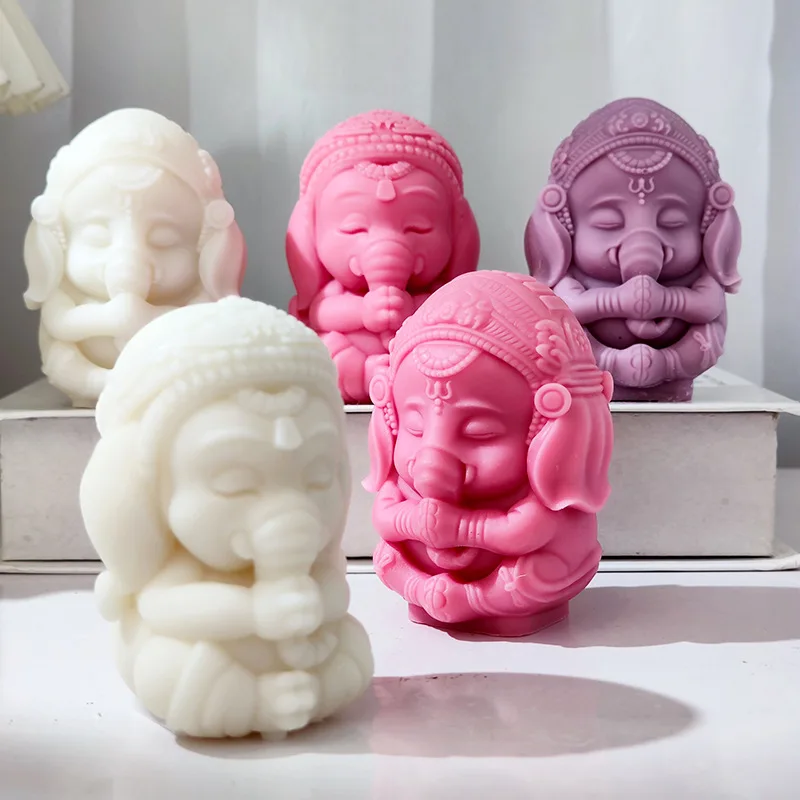 3D Buddha Elephant Candle Soap Silicone Mold Sitting Elephant Silicone Chocolate Cake Ornament Mold
