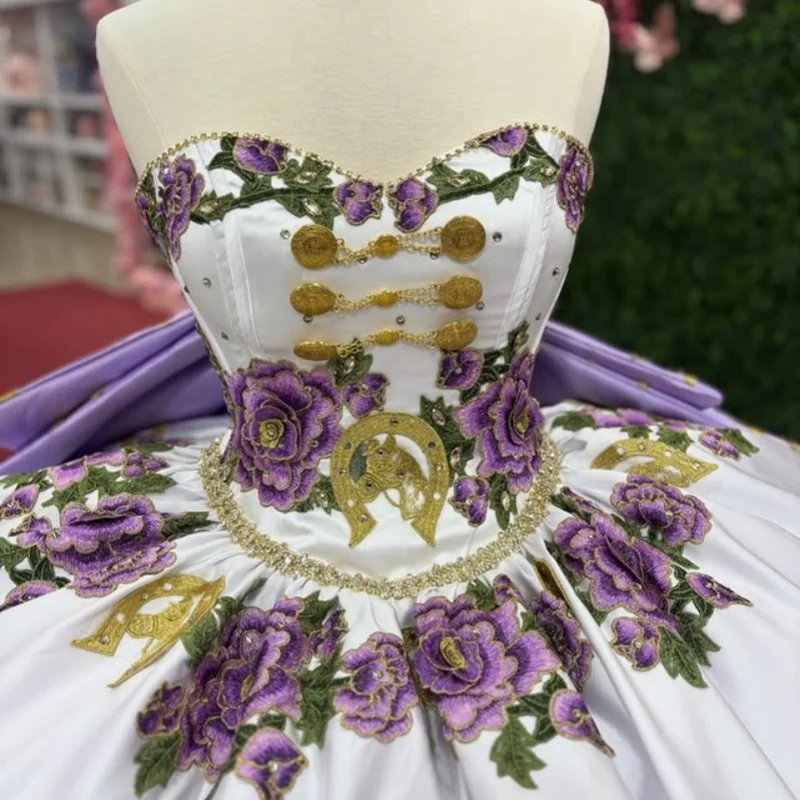 

Лавандово-фиолетовое платье Quinceanera с открытыми плечами, кружевное многослойное платье с цветочным принтом, длинный хвост и бант, платья de 15, Quinceanera ﻿ Настроить