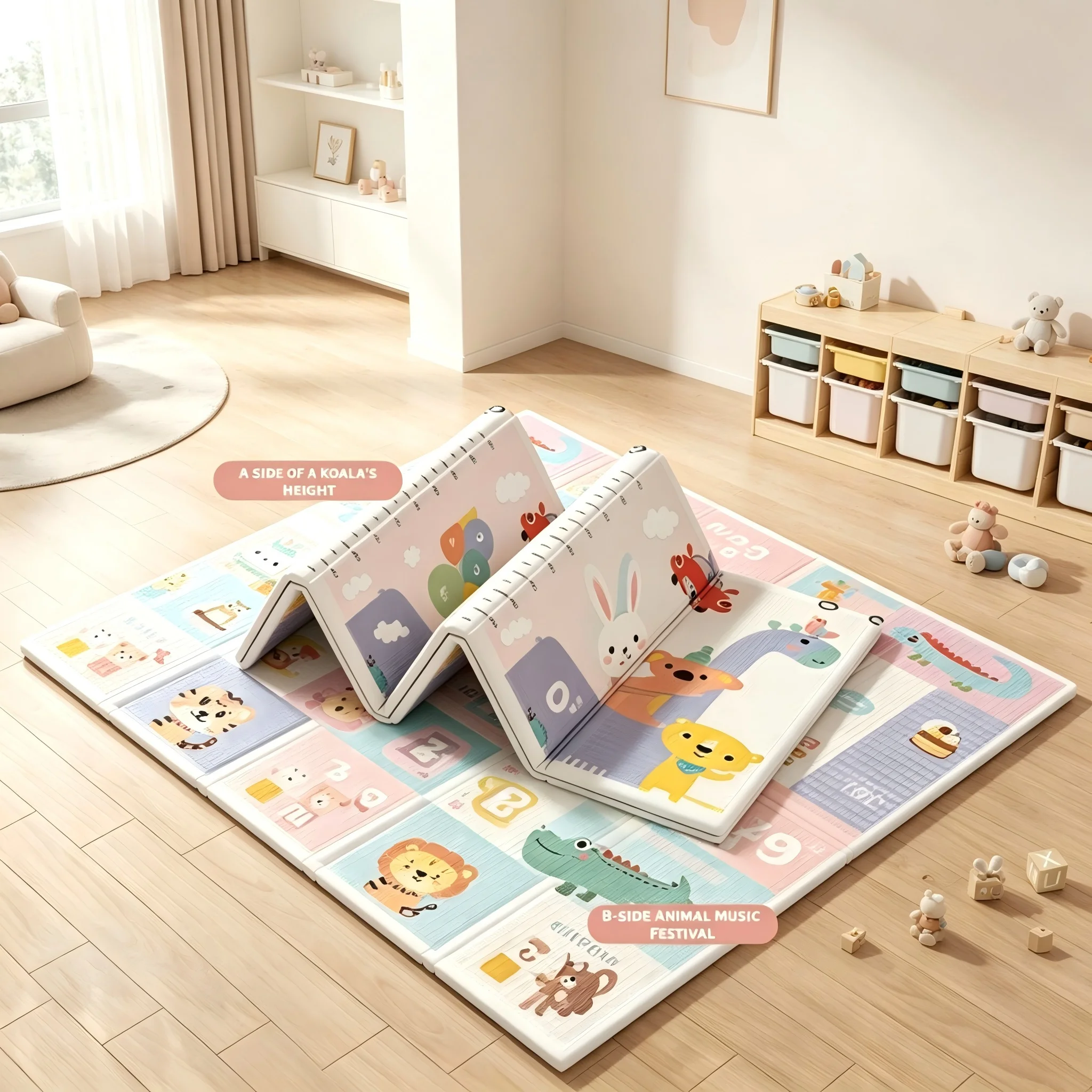 Foldable baby crawling mat with double-sided design cartoon pattern specially designed for children's floor mat size 180 * 150cm