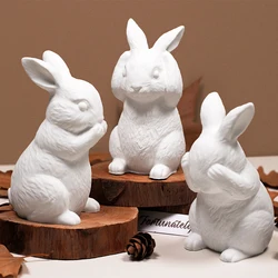 Cute Rabbit Silicone Ornament Mold 3D Easter Rabbit Scented Candle Gypsum Concrete Sitting Standing Looking Up Rabbit Craft Mold