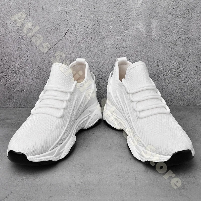 Unisex White Mesh Breathable Running Shoes Thick Sole Non-slip Comfortable Casual Athletic Walking Sneakers