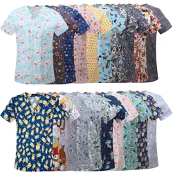 Women's Nursing Clothing High-quality Print Top Accessories Doctors Medical Uniform Hospital Nurse Beauty Salon Scrubs Top Women