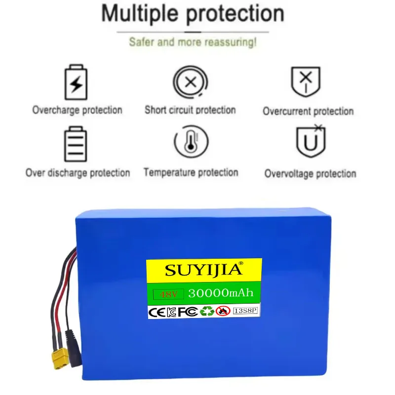 Batterie Au Lithium Originale 48V 30Ah 13S8P Pour Scooter Motorisé Citycoco 30000mAh 2000W Avec BMS 50A Intégré Haute Capacité