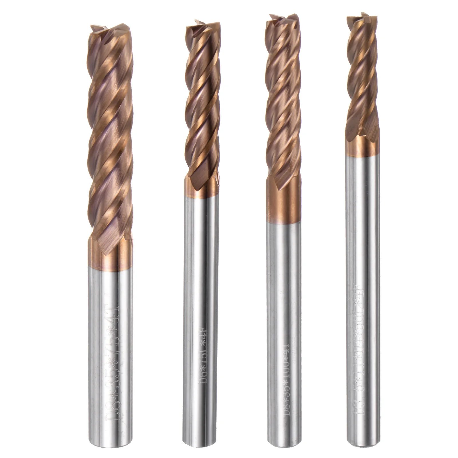 Uxcell 1pcs 4 Flutes Mill Bit HRC55 Carbide Square End Mills for Hard Aluminum Die-cast Aluminum Copper