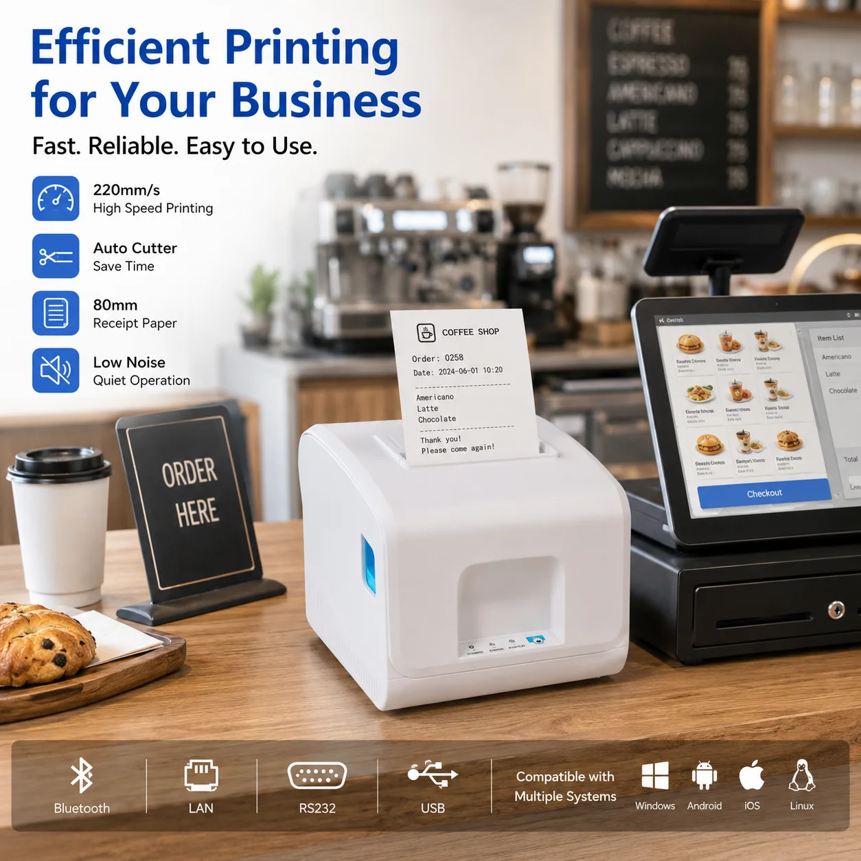 Commercial Printing Network - Commercial 80mm Thermal Receipt Printer High
