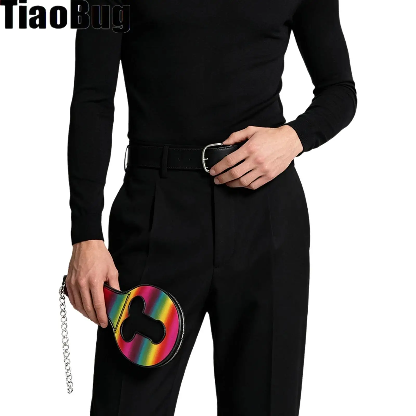 Retro PU Leather Collar Leash Unique Shaped Neck Ring Chain Hand-slapper Lingeire Toy for Couples Role Play Club Party