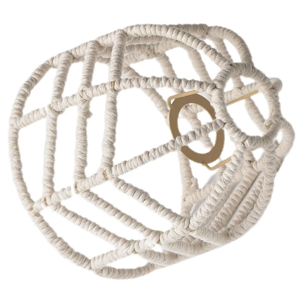 

Macrame Cotton Rope Chandelier Lamp Shade Woven Bohemian Hanging Pendant Light Iron White Ceiling Lamps Shades Household