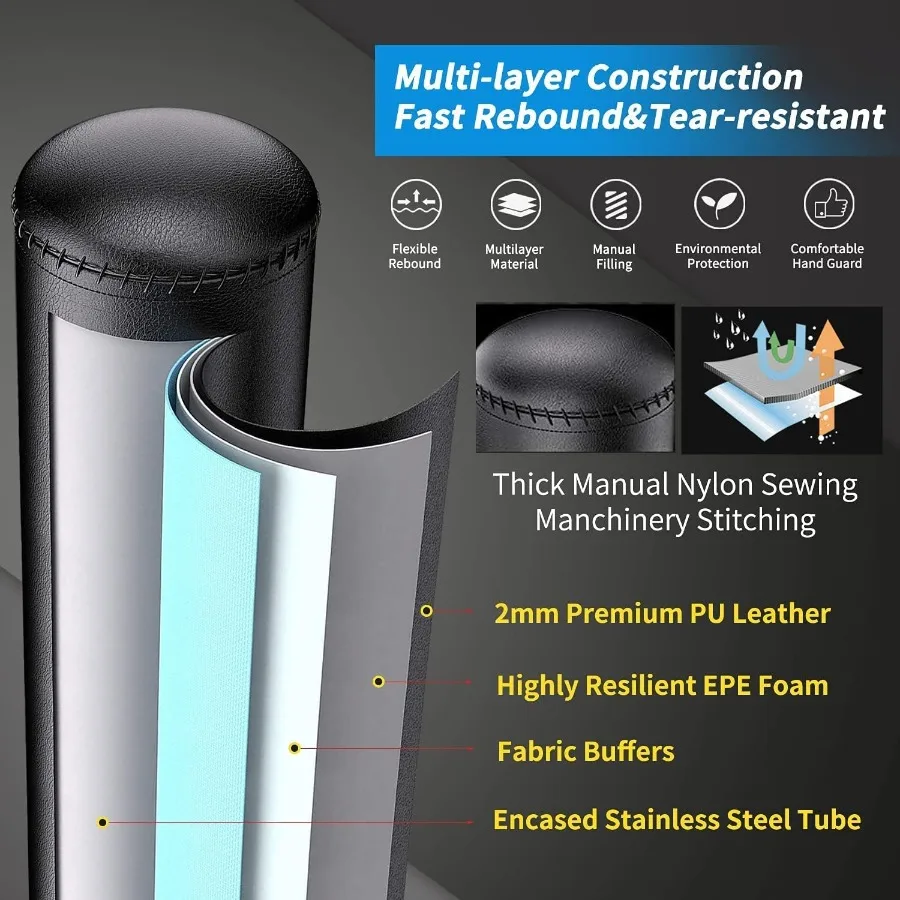 كيس ملاكمة عالي التحمل للبالغين يصل إلى 205 رطل، مثالي لتصميم ممتص الصدمات في المكتب المنزلي وصالة الألعاب الرياضية مع قاعدة كوب الشفط