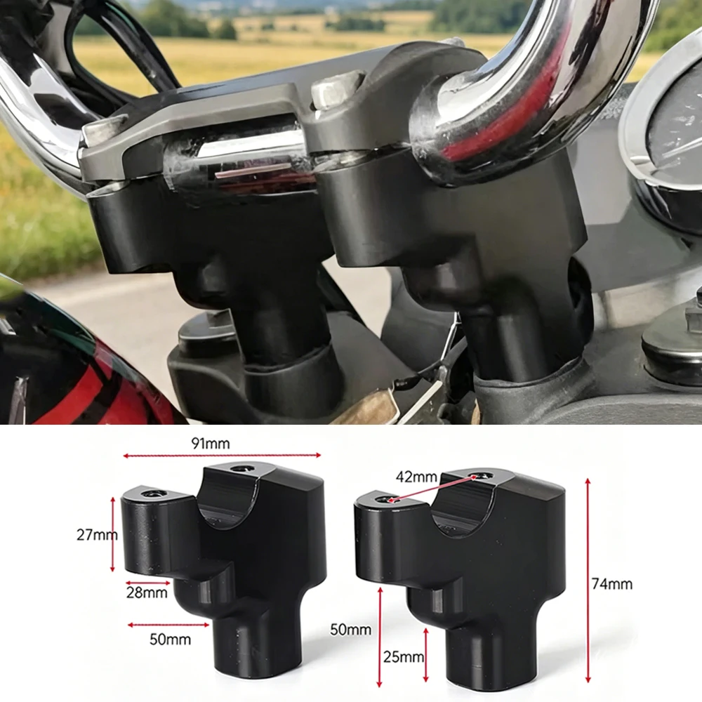 

Aluminum Handle Bar Mount Clamps Black Riser Adapter For KAWASAKI Z900RS Z900 RS Z 900 RS 2018-2025