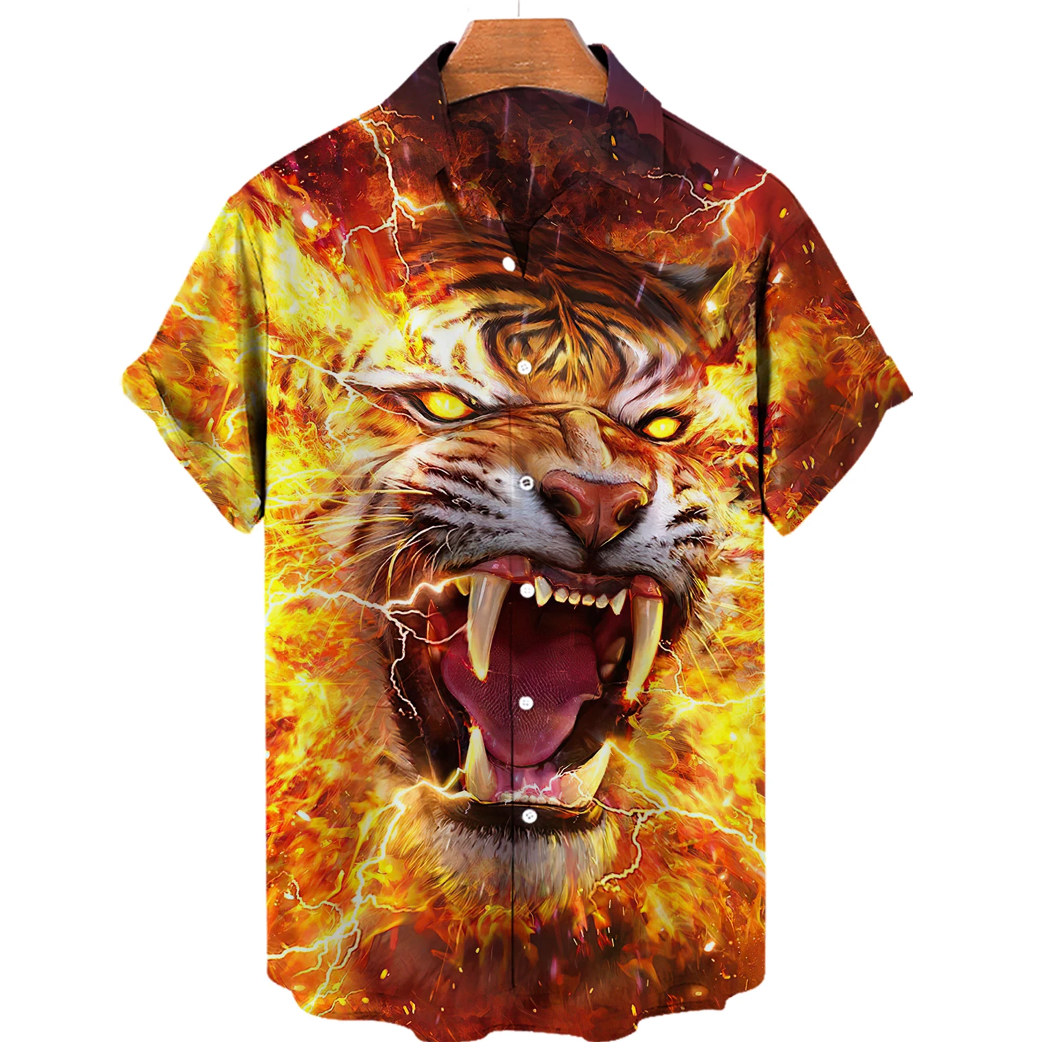 

Fashion Animal Men's Shirt Original Tiger Loose Oversized Short Sleeve Tops Anime Girls Pattern Men's Clothing Party Streetwear