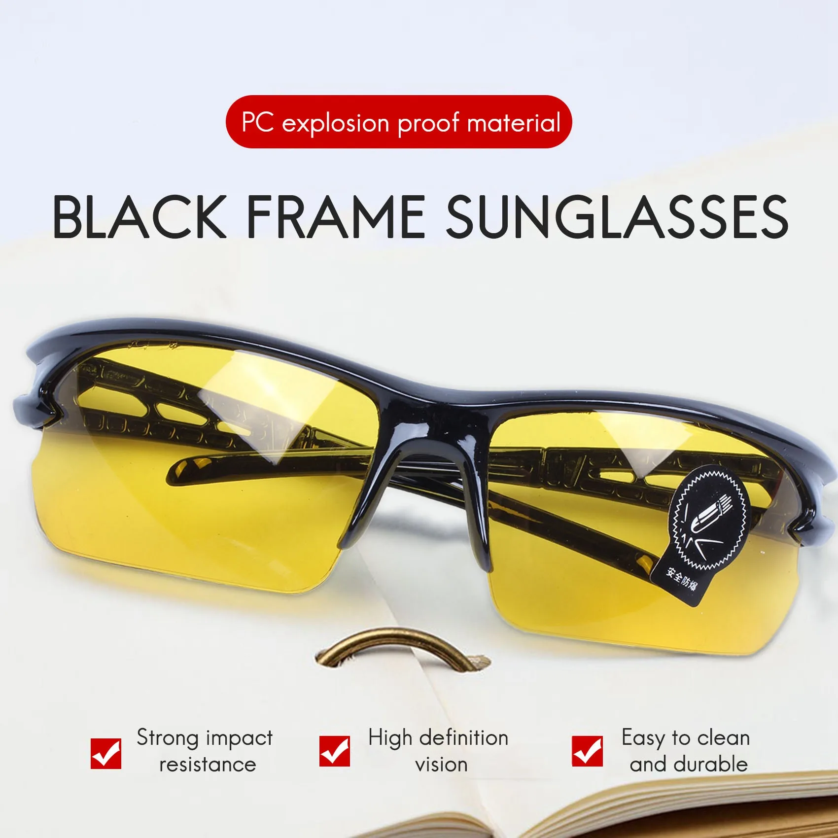 N87R black frame yellow Night Vision sheet outdoor Cycling Sunglasses