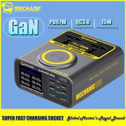 MECHANIC S-Power Pro Gallium Nitride Super Fast Charging Socket Digital display multi port wireless charger For iPad Phone etc