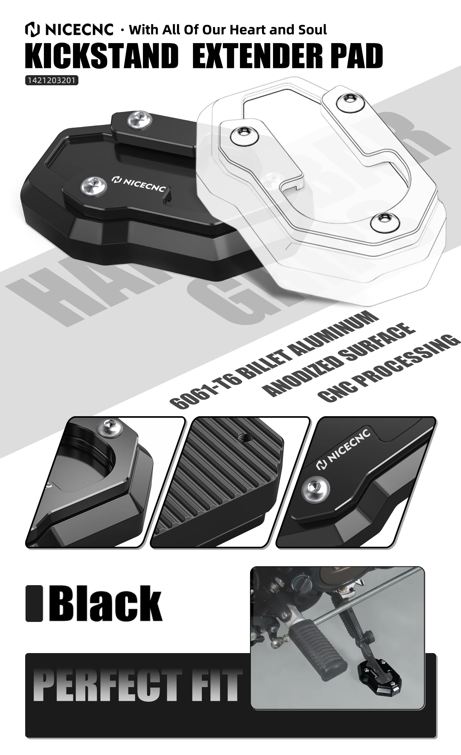 Für Harley Sportster S RH1250S 2021-2024 Ständer Seitenständer Extender Pad RH 1250 S RH1250 S RH 1250S 2021 2022 2023 2024 – Detail 1