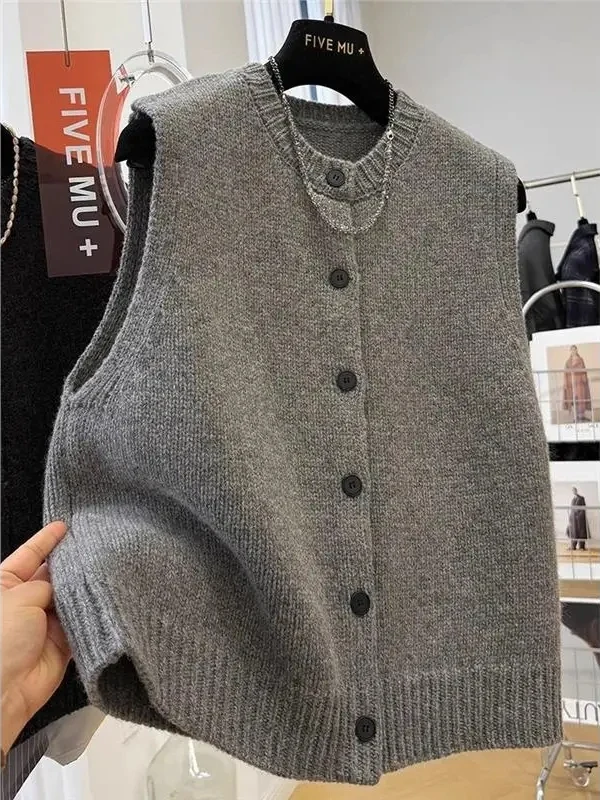 

Мягкий уютный цветной круглый вязаный жилет, женский топ без рукавов, весенне-осенний модный кардиган из полиэфирного волокна