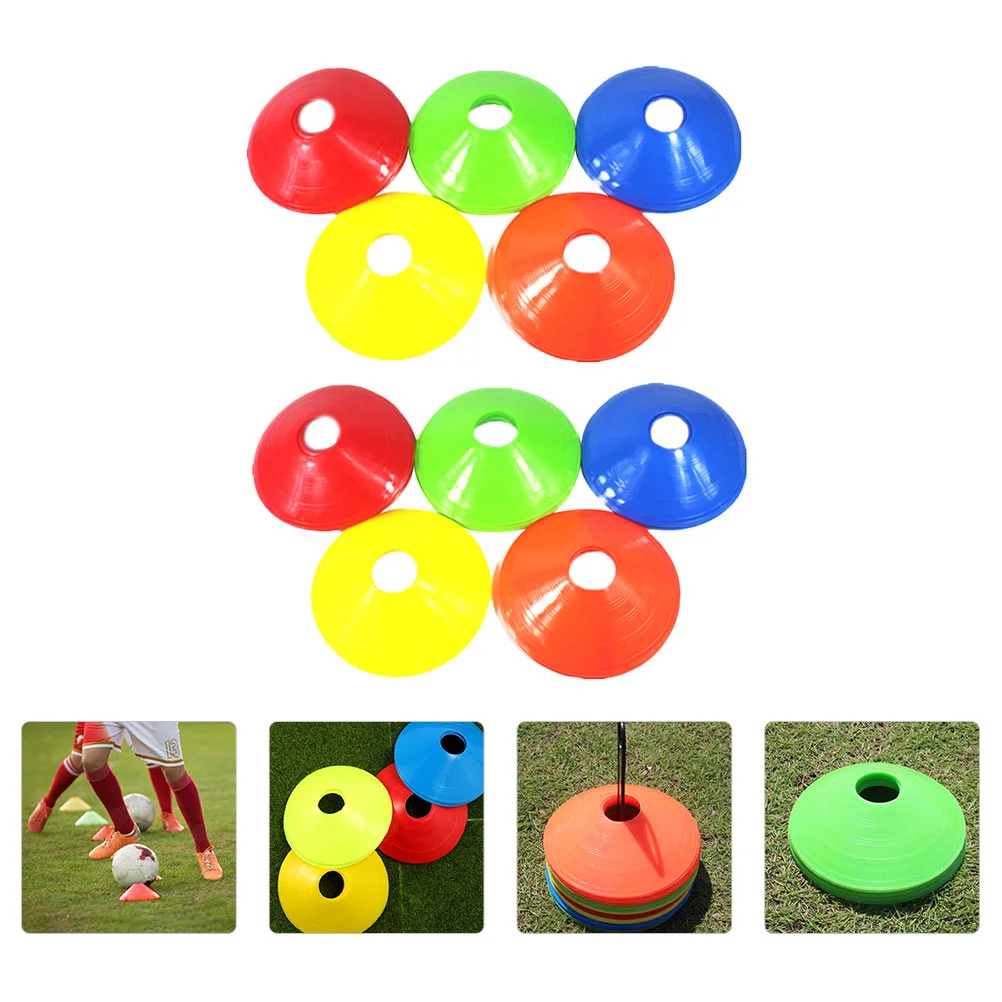 10 Pcs Football Logo Disc Training Barrels Marker Cones Obstacle for Soccer Sports Markers Sign Marking Signs Plastic