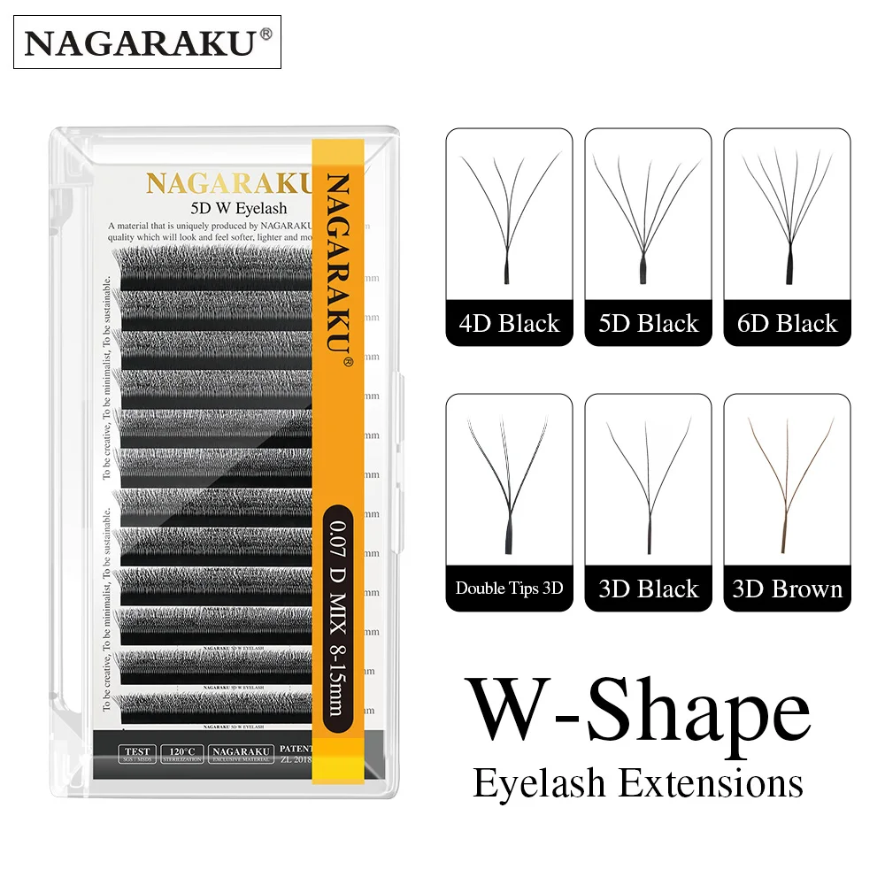 NAGARAKU 3D 4D 5D 6D W شكل مسبقة الصنع حجم مروحة WW رمش ملحقات لينة شبكة الرموش التكنولوجية ماكياج الرموش الصناعية #1