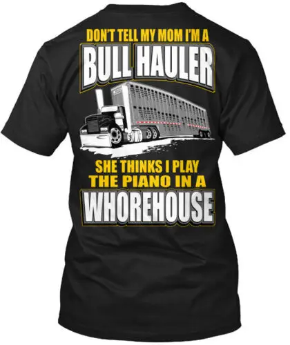 Bull Hauler Piano Left Chest Tee T-Shirt Made in the USA Size S to 5XL