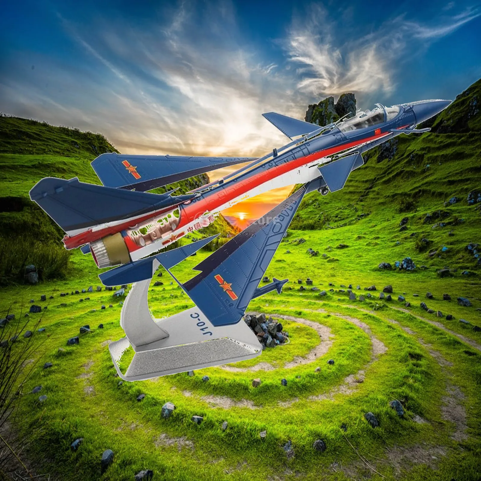 J-10C Model Plane Collectible J-10 Model with Stand Transparent Cockpit Sturdy for Aviation Enthusiasts, Hobby Shelf