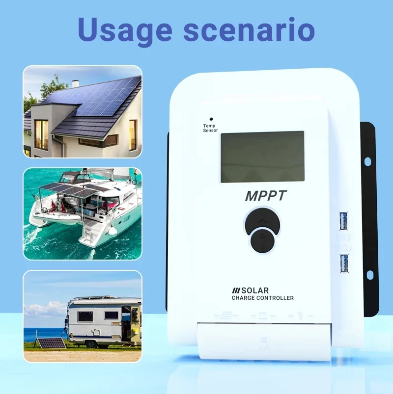 12V 24V MPPT Solar Controller for Auto Solar Charge Regulator 20A 40A 60A Battery Charger Dual USB MPPT Controller