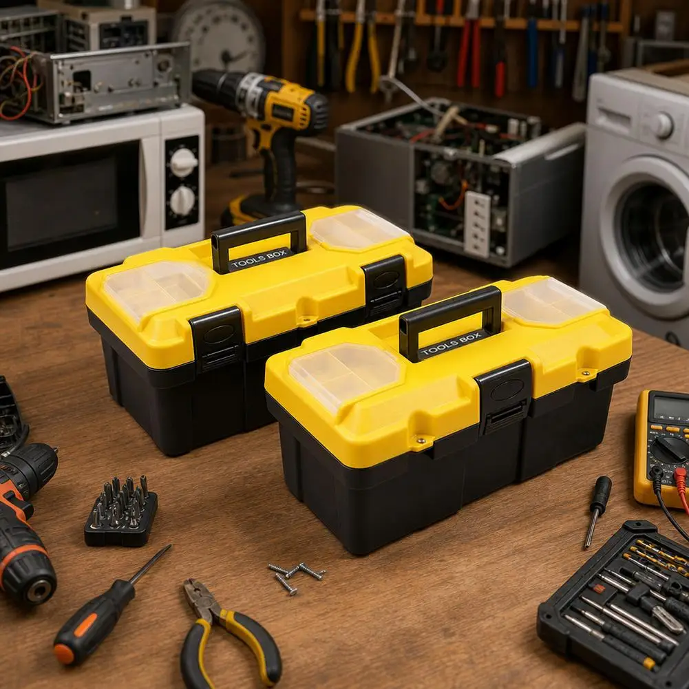 Heavy‑Duty Hardware Tool Box Multifunctional Large Capacity Storage Case Plastic Thick Toolbox Combination Suitcase For Home